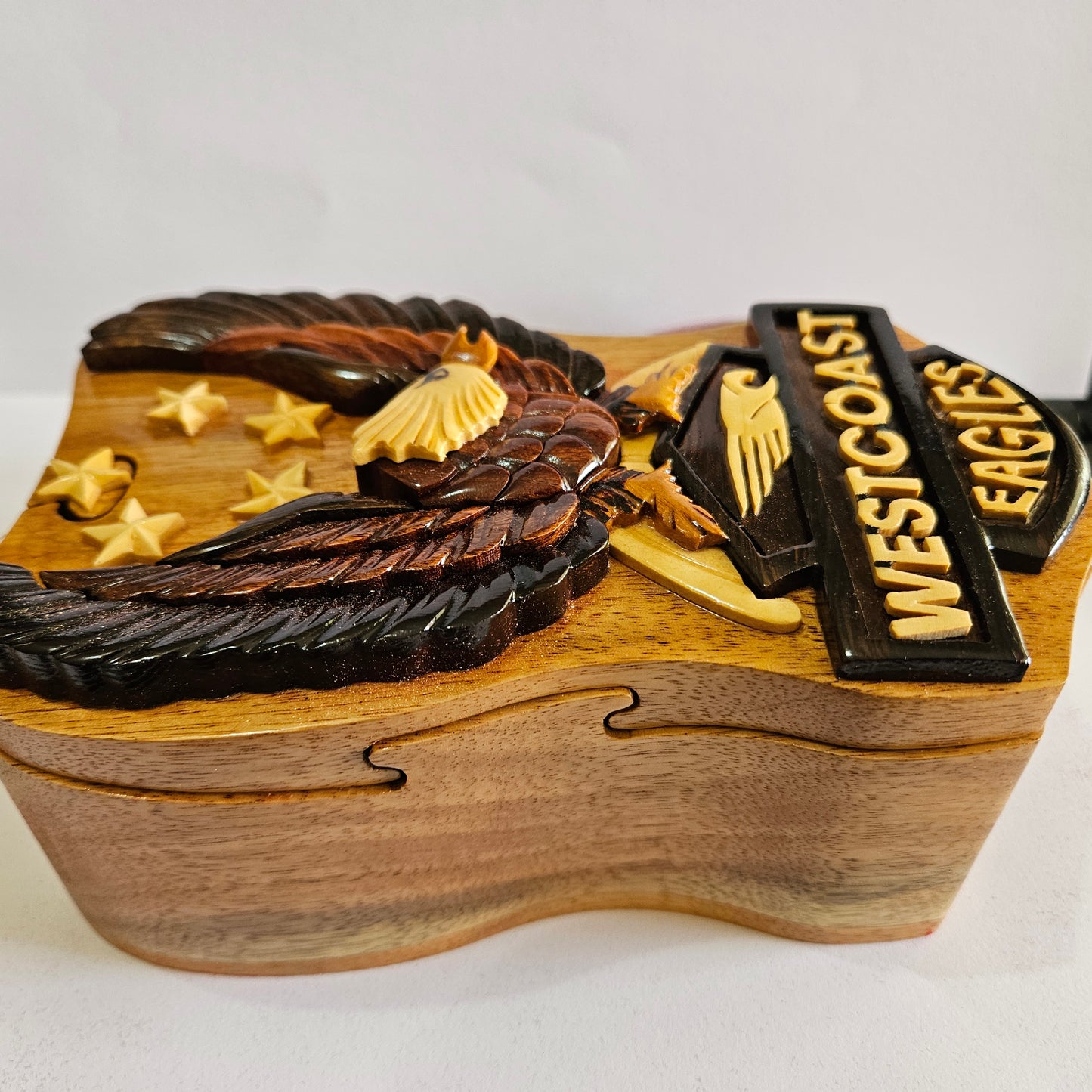 West Coast Eagles 3D Wooden Puzzle Box – Handcrafted AFL Decor