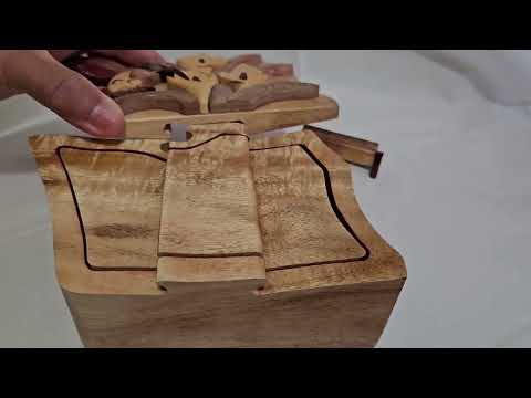 Handcrafted Wooden Hummingbird Puzzle Box