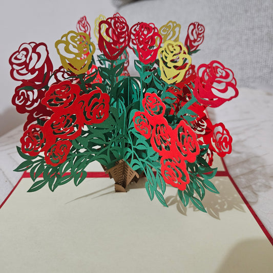 Big Roses Basket 3D Poo Up Card