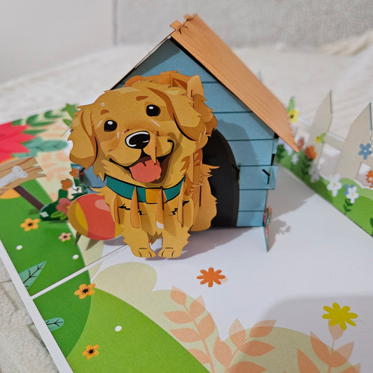 Beautiful Golden Retriever 3D Pop Up Card
