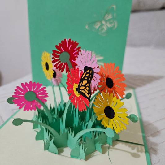 Beautiful 3D Pop Up Card Daisy  Garden Card ( Mothers Day, Birthday, Get Well, Thank You