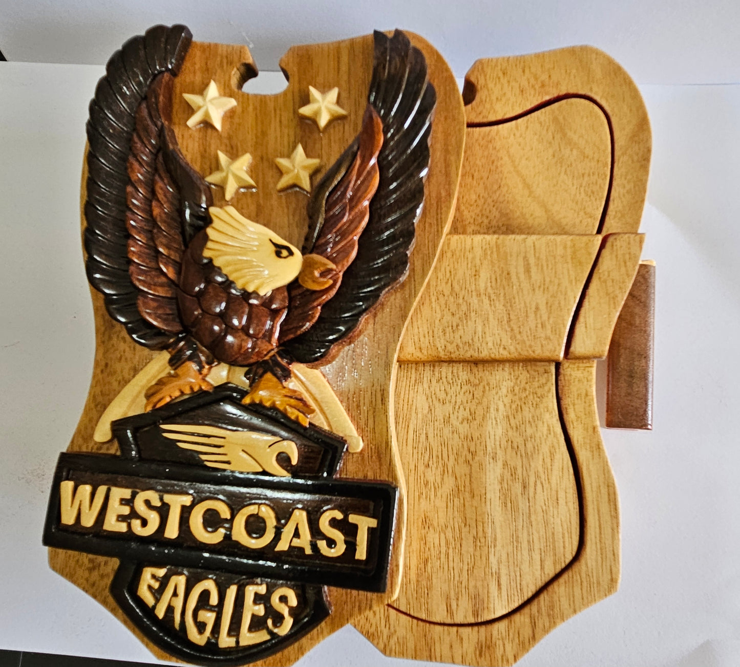 West Coast Eagles 3D Wooden Puzzle Box – Handcrafted AFL Decor
