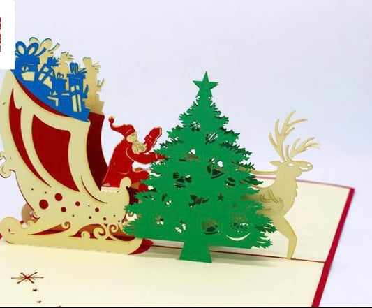 Santa Sleigh Christmas  Pop Up Card