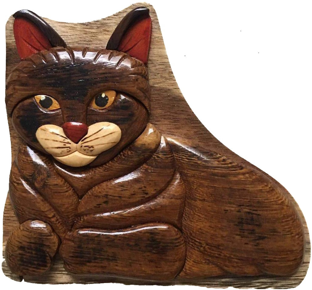 Handcrafted Wooden Cat Puzzle Box