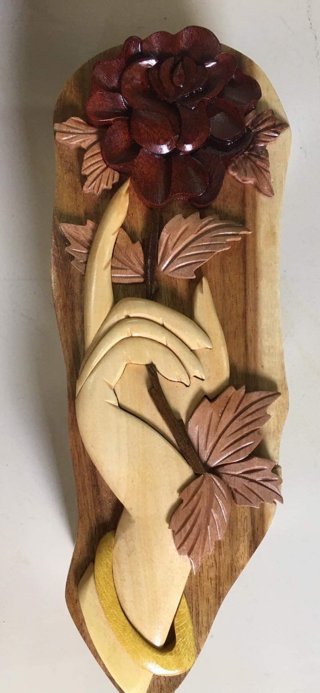 Beautifully Handcrafted Wooden Rose Love Puzzle Box