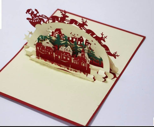 Santa Sleigh Christmas  Pop Up Card