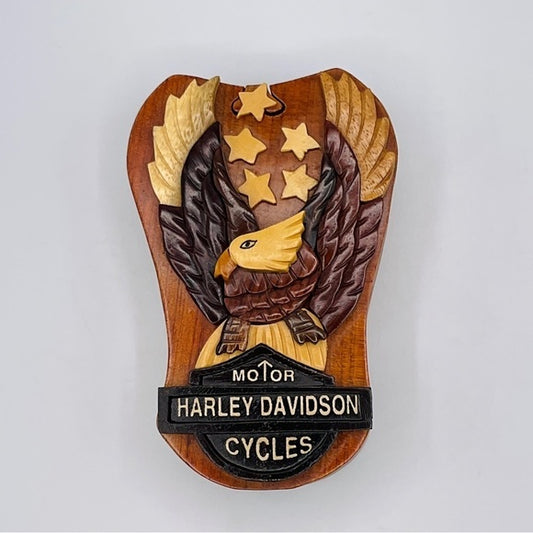 HARLEY Davidson Wooden Eagle Handmade Box Jewelry Secret Puzzle Box