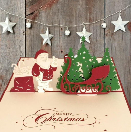 Santa Sleigh Christmas  Pop Up Card