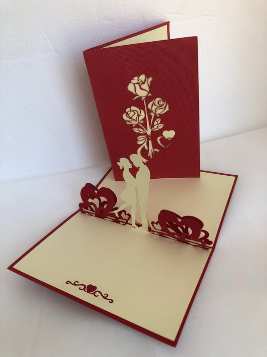 Small Pop Up Card - Valentine/Wedding-Swan-Love Couple