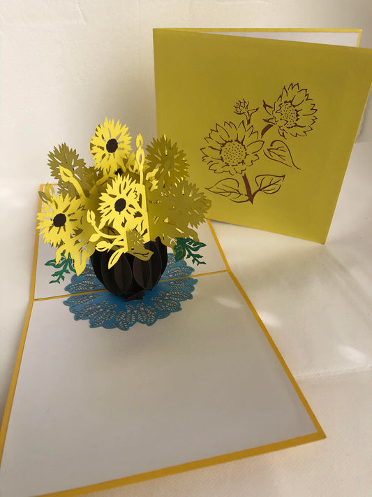 Medium Small Pop Up Card Flower Sunflower