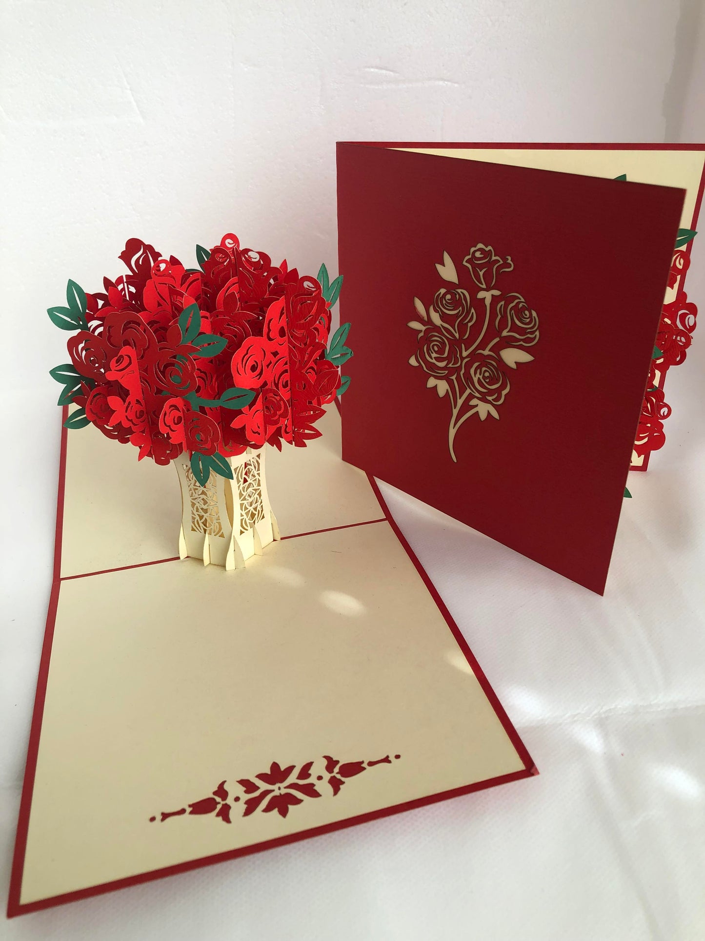Medium Pop Up Card Flower Rose Greeting Card