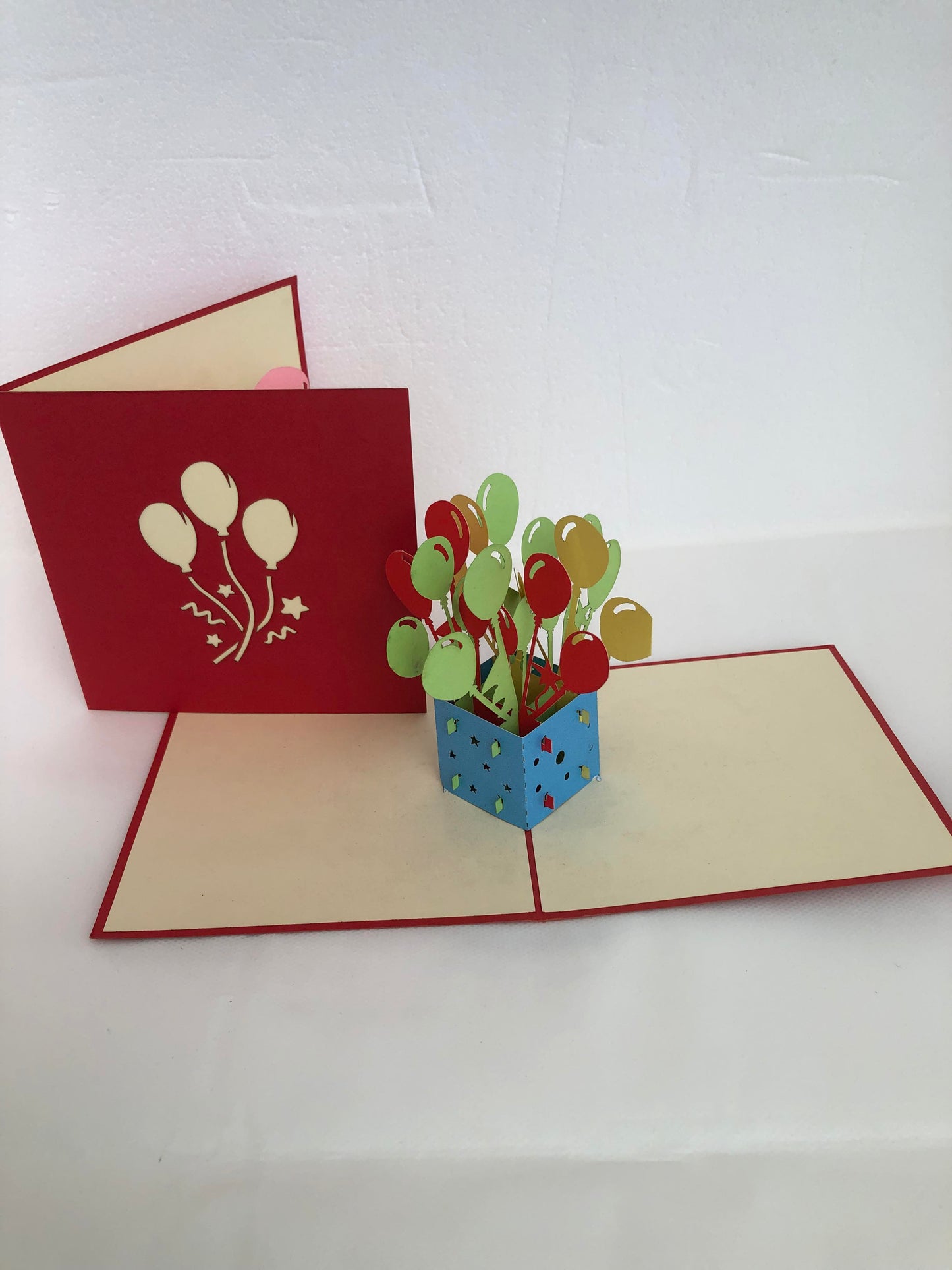Small Pop Up Card Birthday Present Box of Balloons
