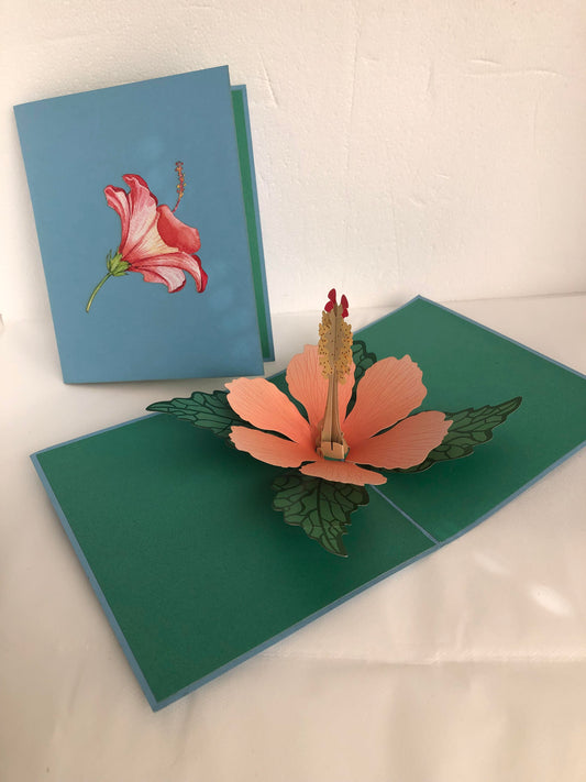Medium Pop Up Card Flower Hibiscus Bloom