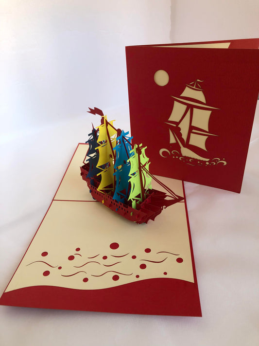 Medium Pop Up Card Sailing Ships