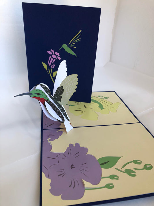 Large Pop Up Card BIRDS Hummingbird 2