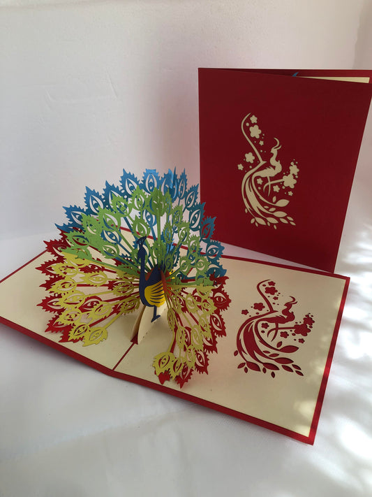 Medium Pop Up Card Flower Peacock