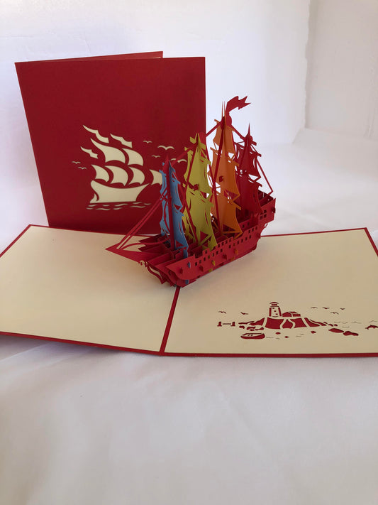 Medium Pop Up Card Sailing Ships